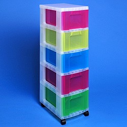 Storage tower with 5x12 litre Really Useful Drawers