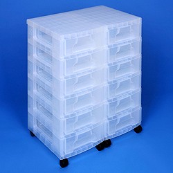 Storage tower double with 12x7 litre Really Useful Drawers