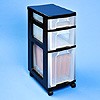 Storage tower with 1x7 + 1x12 + 1x25 litre drawers