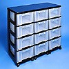 Storage tower triple with 12x12 litre drawers