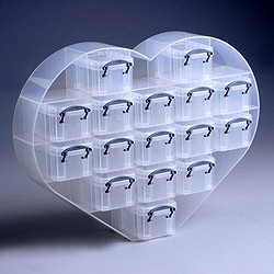 Large heart organiser with 16x0.14 litre Really Useful Boxes
