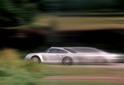 Porsche 959 at speed on test for Car & Driver 1983