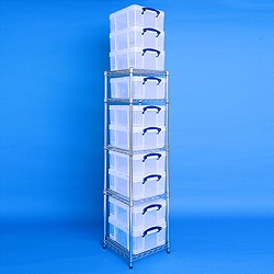 1 bay chrome racking with 10x18 litre Really Useful Boxes