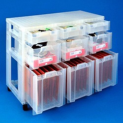 Storage tower triple with 3x7 + 3x12 + 3x25 litre Really Useful Drawers