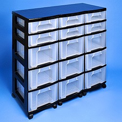 Storage tower triple with 6x7 + 9x12 litre Really Useful Drawers