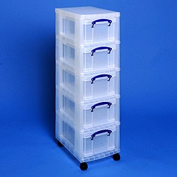 Storage tower with 5x9 litre Really Useful Boxes