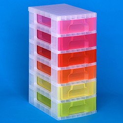 Storage tower with 6x7 litre Really Useful Drawers