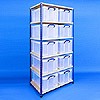 2 bay industrial racking with 10x64 litre Really Useful Boxes
